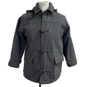 Girl's Children's Place Grey Hooded Duffle Winter Coat wool blend. Toggle jacket